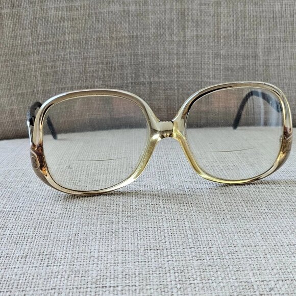 Vintage Women Eyeglasses Frame Eyewear Tan/Black Tone Glasses Frame only - Picture 4 of 10